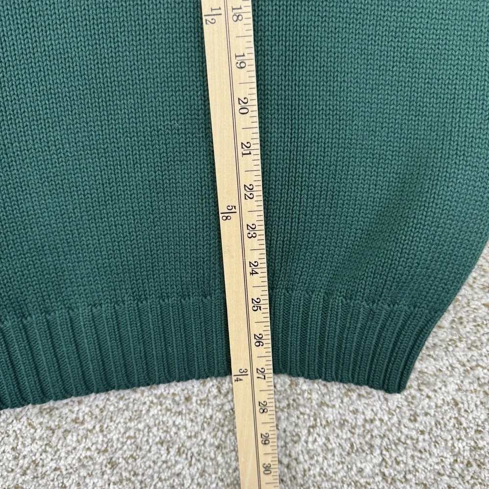 Polo Ralph Lauren Sweater Mens L Green Cotton Knit Crew Pullover Chunky‎ Heavy